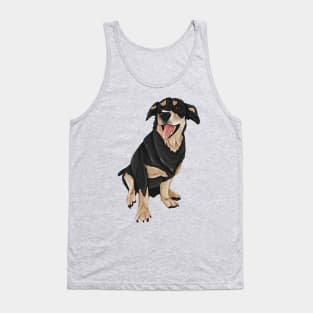 Brown and Black Dog Sitting Mouth Open Tank Top